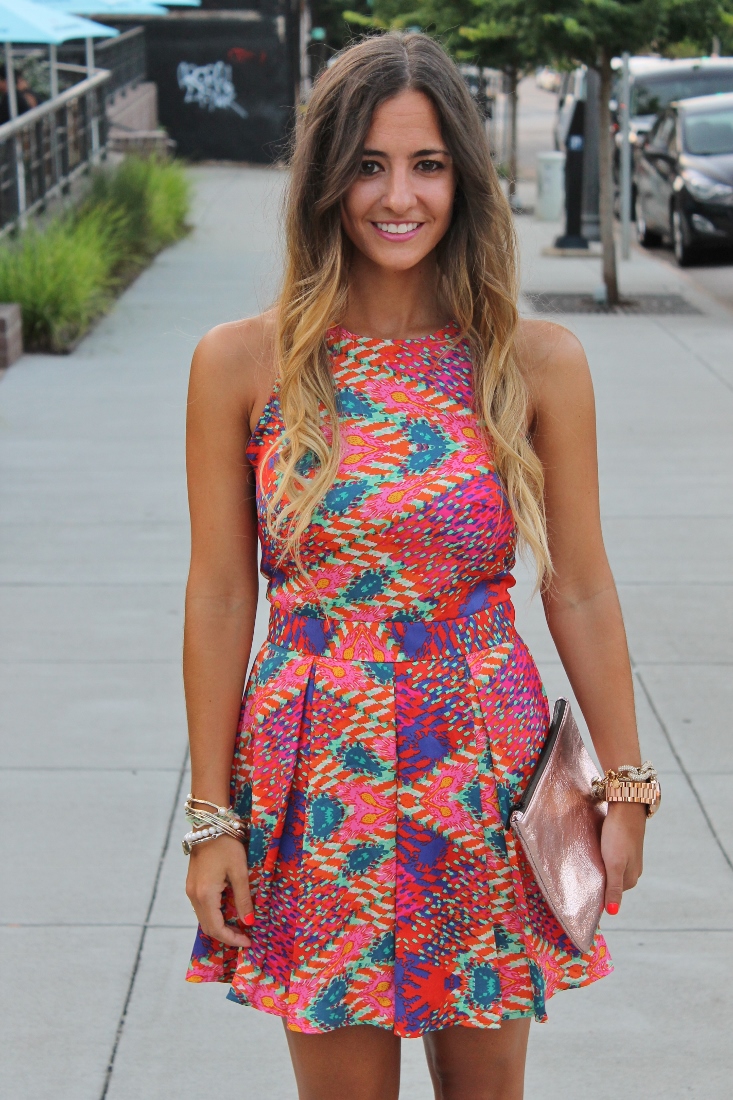 Bedazzles After Dark Outfit Post Date Night Neon Skater Dress